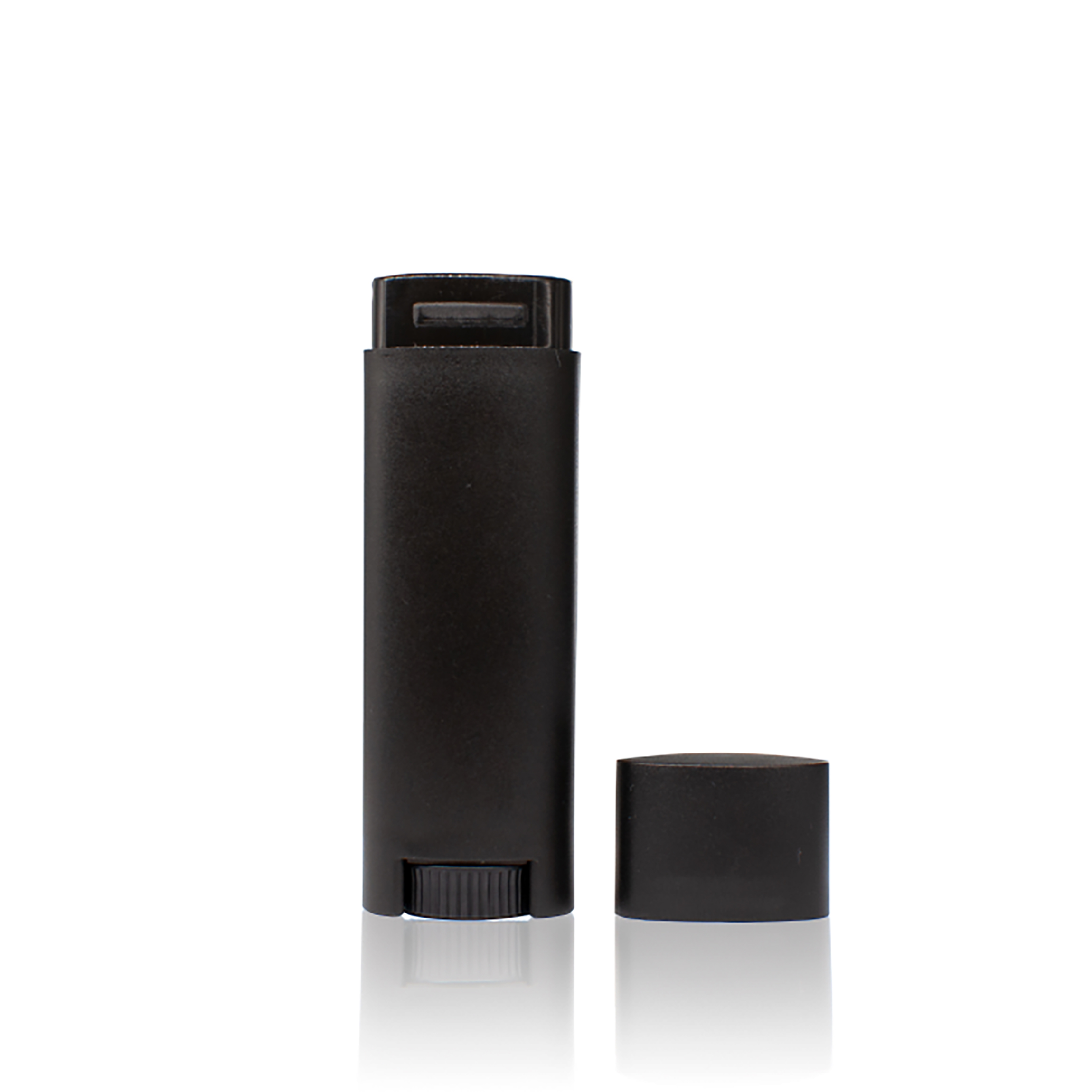 0.15 oz Matte Black PP Plastic Oval Lip Balm tube with Matte Black Flat Press On Cap Questions & Answers