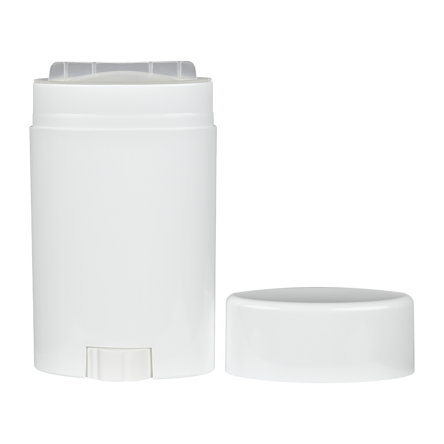 2.65 oz Oval White PP Plastic Deodorant Stick with White Flat Top Cap Questions & Answers