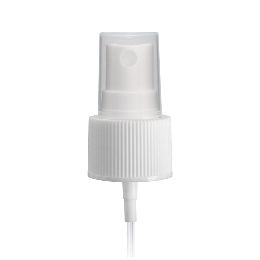 White PP 24-410 Ribbed Skirt Fine Mist Fingertip Sprayer with 202mm Dip Tube Clear Overcap Questions & Answers