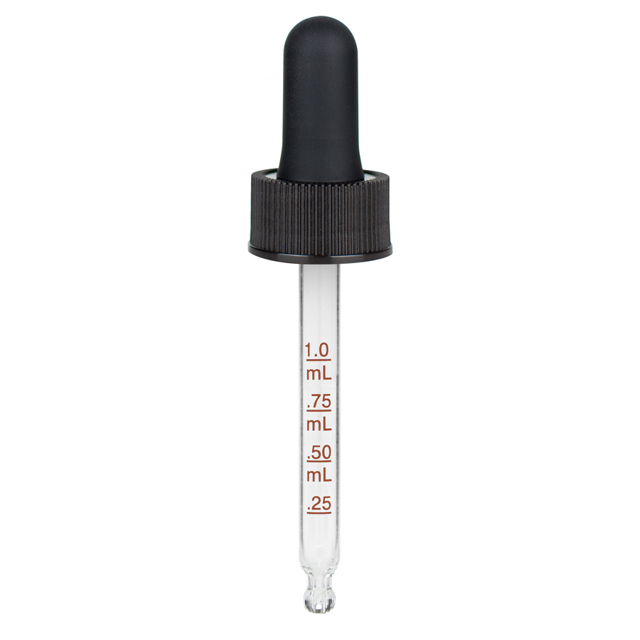 20-400 Black PP Plastic Ribbed Skirt Dropper with 76mm Round Tip Medical Graduated Glass Pipette Questions & Answers